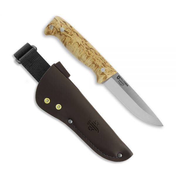 M07 Full Tang, 14C28N, curly birch, leather